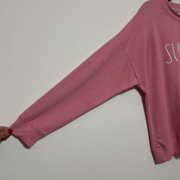 Rae Dunn "SUMMER." Pink Lightweight Crewneck Sweatshirt Large - Picture 5 of 7